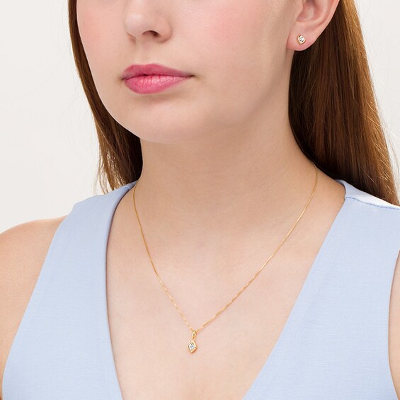 1/2 CT. T.w. Diamond Solitaire Flame Pendant and Stud Earrings Set in 10K Gold