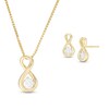Thumbnail Image 1 of 1/2 CT. T.W. Diamond Solitaire Infinity Pendant and Stud Earrings Set in 10K Gold