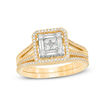 Thumbnail Image 0 of 5/8 CT. T.W. Quad Diamond Double Frame Vintage-Style Bridal Set in 10K Gold