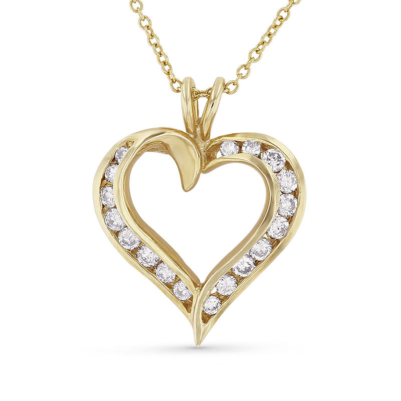 Main Image 1 of 3/8 CT. T.W. Diamond Heart Pendant in 14K Gold (I/I1)