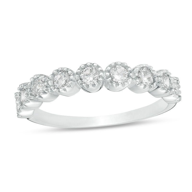 1/2 CT. T.W. Diamond Vintage-Style Nine Stone Anniversary Band in 10K White Gold