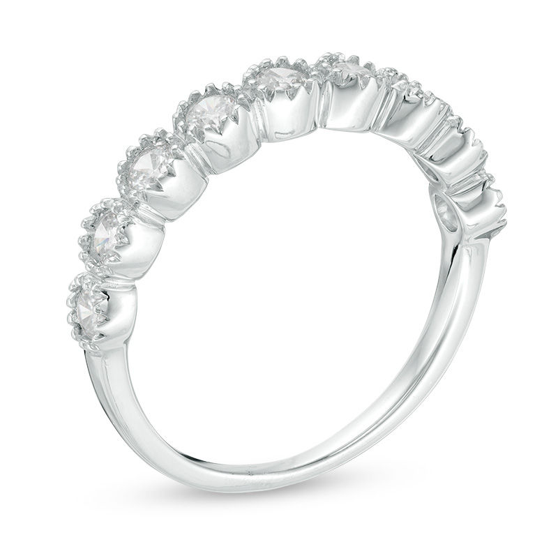 Main Image 3 of 1/2 CT. T.W. Diamond Vintage-Style Nine Stone Anniversary Band in 10K White Gold