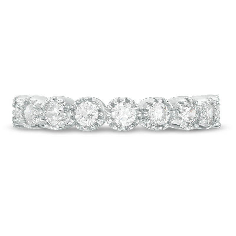 1/2 CT. T.W. Diamond Vintage-Style Nine Stone Anniversary Band in 10K White Gold