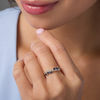 Thumbnail Image 2 of Marquise Blue Sapphire and 1/15 CT. T.W. Diamond Swirl Ribbon Ring in 10K Gold