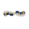 Thumbnail Image 3 of Marquise Blue Sapphire and 1/15 CT. T.W. Diamond Swirl Ribbon Ring in 10K Gold
