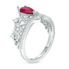 Thumbnail Image 1 of Pear-Shaped Lab-Created Ruby and White Sapphire Crown Ring in Sterling Silver