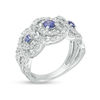 Thumbnail Image 2 of Tanzanite and Lab-Created White Sapphire Three Stone Ring in Sterling Silver