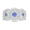 Thumbnail Image 3 of Tanzanite and Lab-Created White Sapphire Three Stone Ring in Sterling Silver