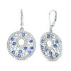 Thumbnail Image 1 of Tanzanite and Lab-Created White Sapphire Ornate Circle Drop Earrings in Sterling Silver