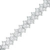 Thumbnail Image 1 of Lab-Created White Sapphire Three Stone Chevron Bracelet in Sterling Silver - 7.25"