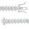 Thumbnail Image 2 of Lab-Created White Sapphire Three Stone Chevron Bracelet in Sterling Silver - 7.25"