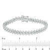 Thumbnail Image 3 of Lab-Created White Sapphire Three Stone Chevron Bracelet in Sterling Silver - 7.25"