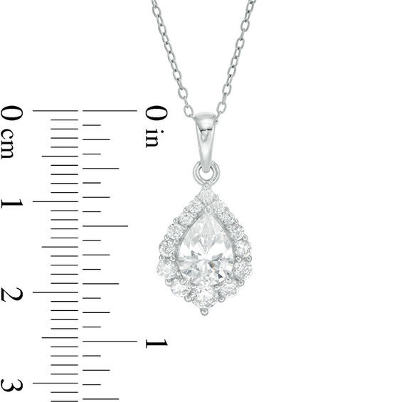 Pear-Shaped Lab-Created White Sapphire Frame Pendant and Stud Earrings Set in Sterling Silver