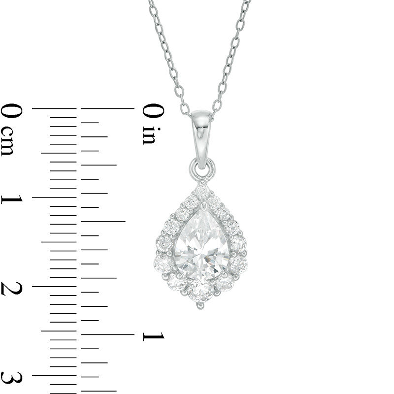 Main Image 2 of Pear-Shaped Lab-Created White Sapphire Frame Pendant and Stud Earrings Set in Sterling Silver
