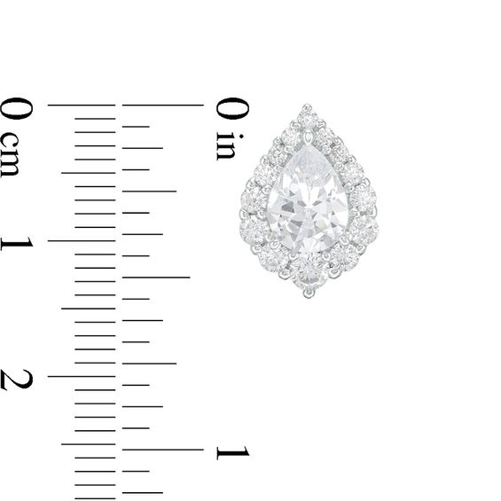 Pear-Shaped Lab-Created White Sapphire Frame Pendant and Stud Earrings Set in Sterling Silver