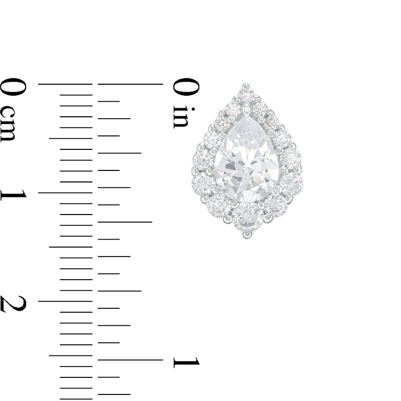 Main Image 3 of Pear-Shaped Lab-Created White Sapphire Frame Pendant and Stud Earrings Set in Sterling Silver