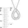 Thumbnail Image 1 of Baguette Lab-Created White Sapphire Pear-Shaped Pendant in Sterling Silver