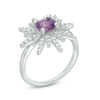 Thumbnail Image 1 of 6.0mm Amethyst and White Topaz Star Frame Ring in Sterling Silver