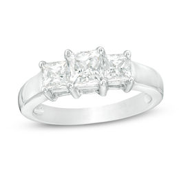 1-1/2 CT. T.W. Princess-Cut Diamond Three Stone Engagement Ring in 14K White Gold
