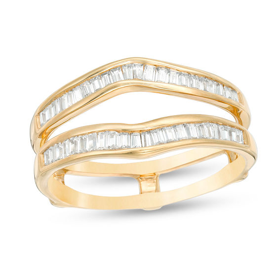 3/8 CT. T.w. Baguette Diamond Chevron Solitaire Enhancer in 14K Gold