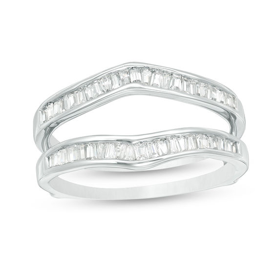 3/8 CT. T.w. Baguette Diamond Chevron Solitaire Enhancer in 14K White Gold