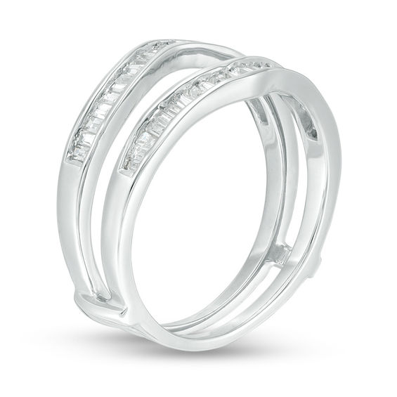 3/8 CT. T.w. Baguette Diamond Chevron Solitaire Enhancer in 14K White Gold