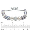 Thumbnail Image 2 of 6.5-9.0mm Freshwater Cultured Pearl and Lab-Created White Sapphire Bolo Bracelet in Sterling Silver-9.0"