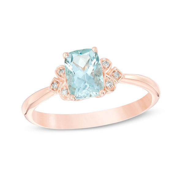 Zales aquamarine store rose gold ring
