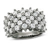 Thumbnail Image 1 of Lab-Created White Sapphire Multi-Row Ring in Sterling Silver with Black Ruthenium