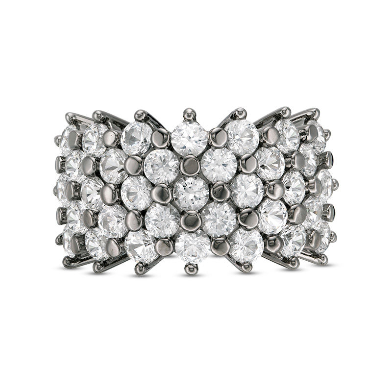 Main Image 3 of Lab-Created White Sapphire Multi-Row Ring in Sterling Silver with Black Ruthenium