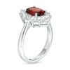 Thumbnail Image 2 of Oval Garnet and White Topaz Frame Ring in Sterling Silver