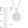 Thumbnail Image 3 of Oval Lab-Created Opal and White Sapphire Starburst Frame Pendant and Stud Earrings Set in Sterling Silver