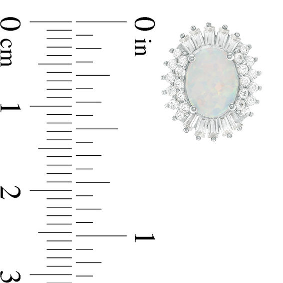 Oval Lab-Created Opal and White Sapphire Starburst Frame Pendant and Stud Earrings Set in Sterling Silver