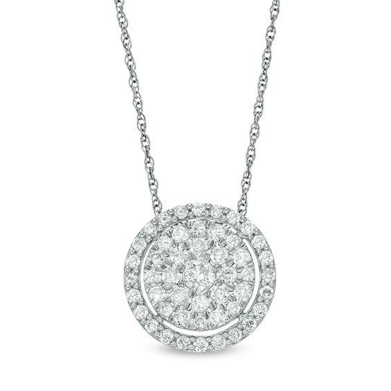 1/2 CT. T.w. Diamond Triple Frame Pendant in 10K White Gold
