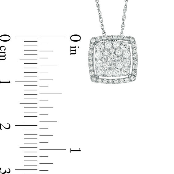 1/2 CT. T.w. Composite Diamond Cushion Frame Pendant in 10K White Gold