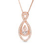 Thumbnail Image 0 of Pear-Shaped Morganite and 1/8 CT. T.W. Diamond Infinity Pendant in 10K Rose Gold
