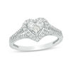1/2 CT. T.W. Princess-Cut and Round Diamond Heart Frame Ring in 10K White Gold