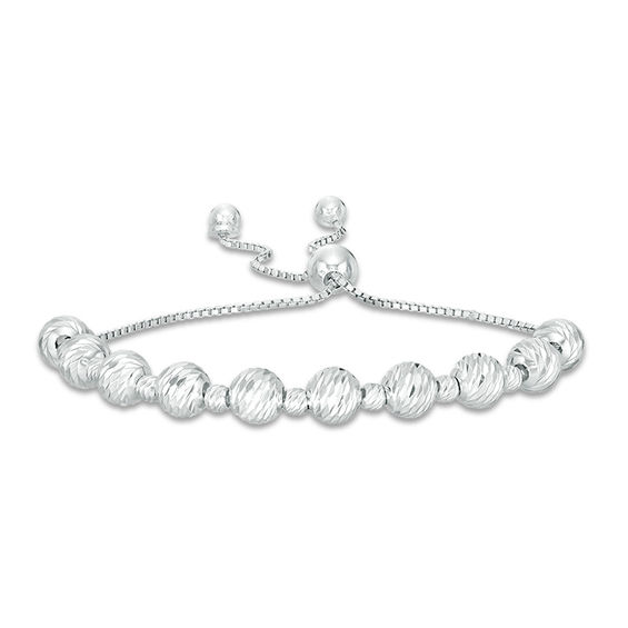Made in Italy Diamond-Cut Bead Bolo Bracelet in Sterling Silver - 9"