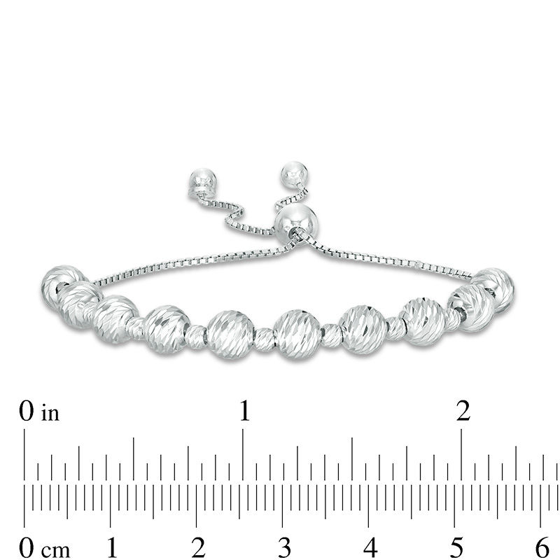 Main Image 2 of Made in Italy Diamond-Cut Bead Bolo Bracelet in Sterling Silver - 9"