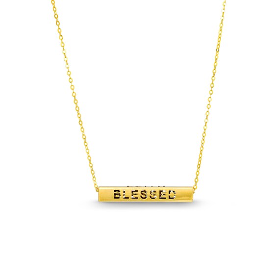 Made in Italy Sideways Bar Phrases Pendant in 14K Gold - 17"