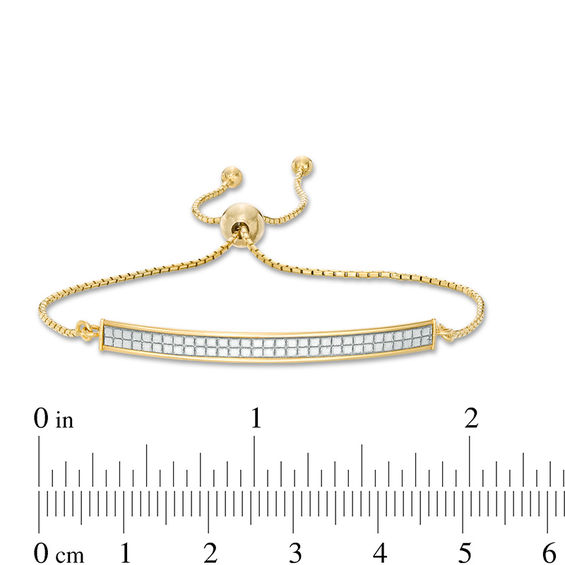 Made in Italy Glitter Enamel Bar Bolo Bracelet in 14K Gold - 10.0"