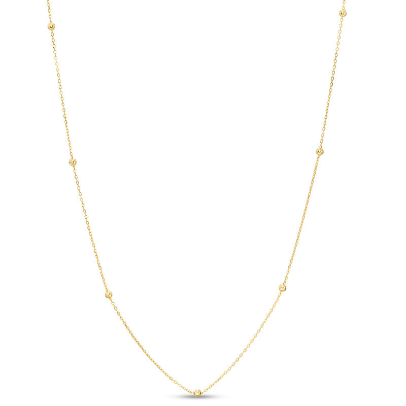 Main Image 1 of Made in Italy Triple Bead Station Necklace in 14K Gold - 16"