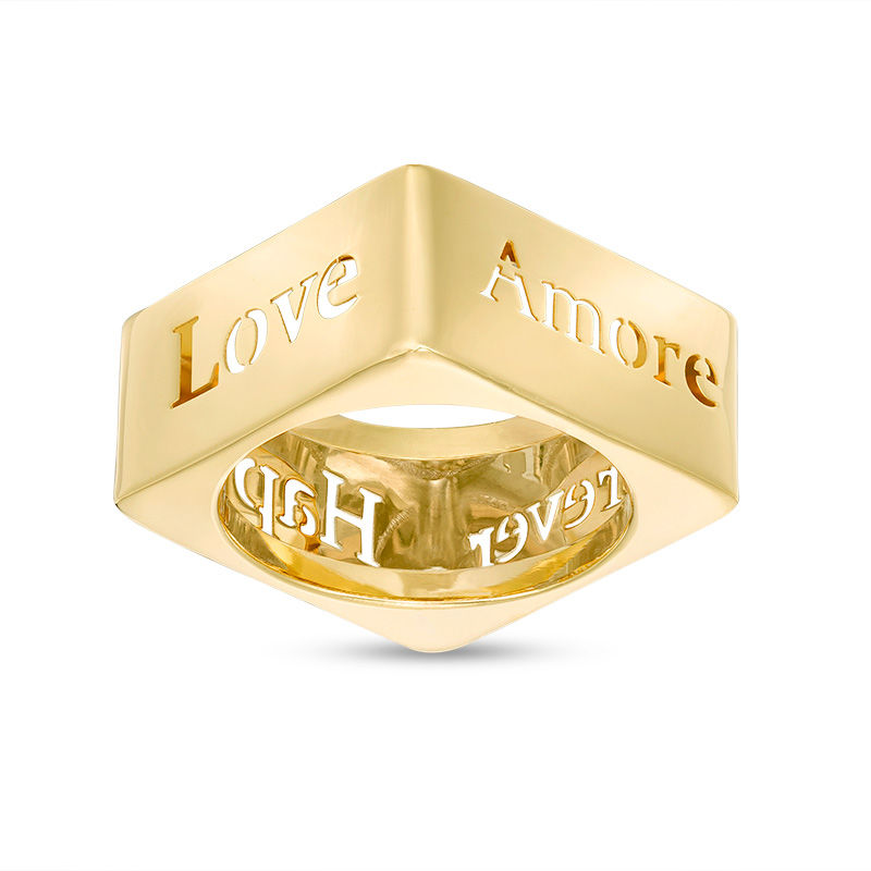 Made in Italy 10.0mm Square Ring in 14K Gold - Size 7