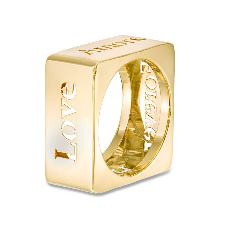 Main Image 3 of Made in Italy 10.0mm Square Ring in 14K Gold - Size 7