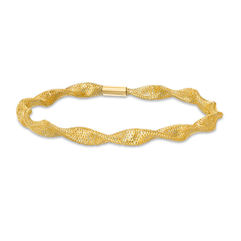 Main Image 1 of Made in Italy 5.0mm Mesh Stretch Bracelet in 14K Gold