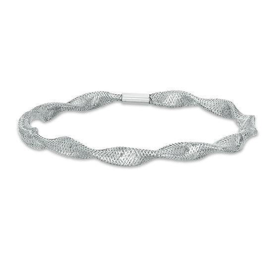Made in Italy 5.0mm Mesh Stretch Bracelet in 14K White Gold