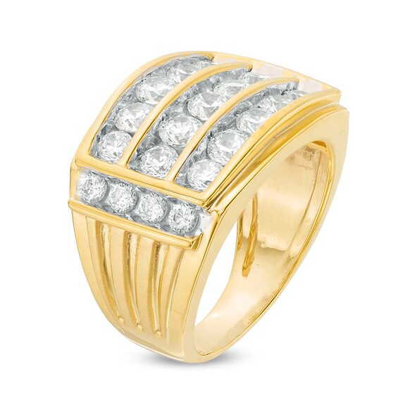 Men's 3 CT. T.w. Diamond Three Row Wedding Ring in 10K Gold