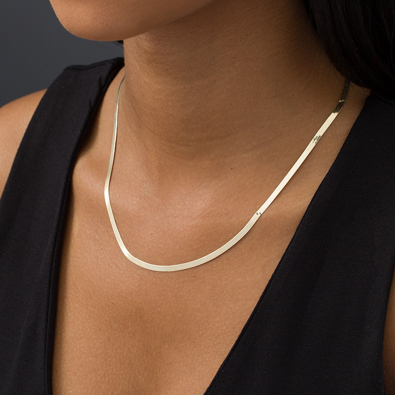 Ladies' 3.0mm Herringbone Chain Necklace in 10K Gold - 18"