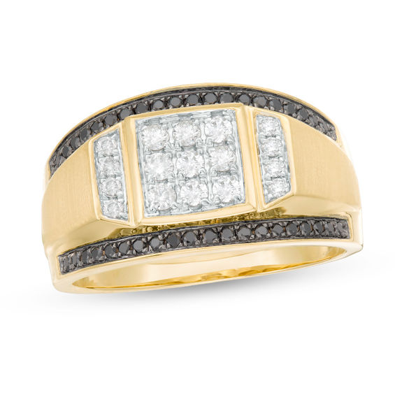 5/8 CT T.w. Composite Enhanced Black and White Diamond Square Ring in 10K Gold