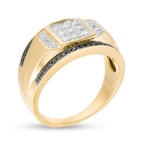 5/8 CT T.w. Composite Enhanced Black and White Diamond Square Ring in 10K Gold